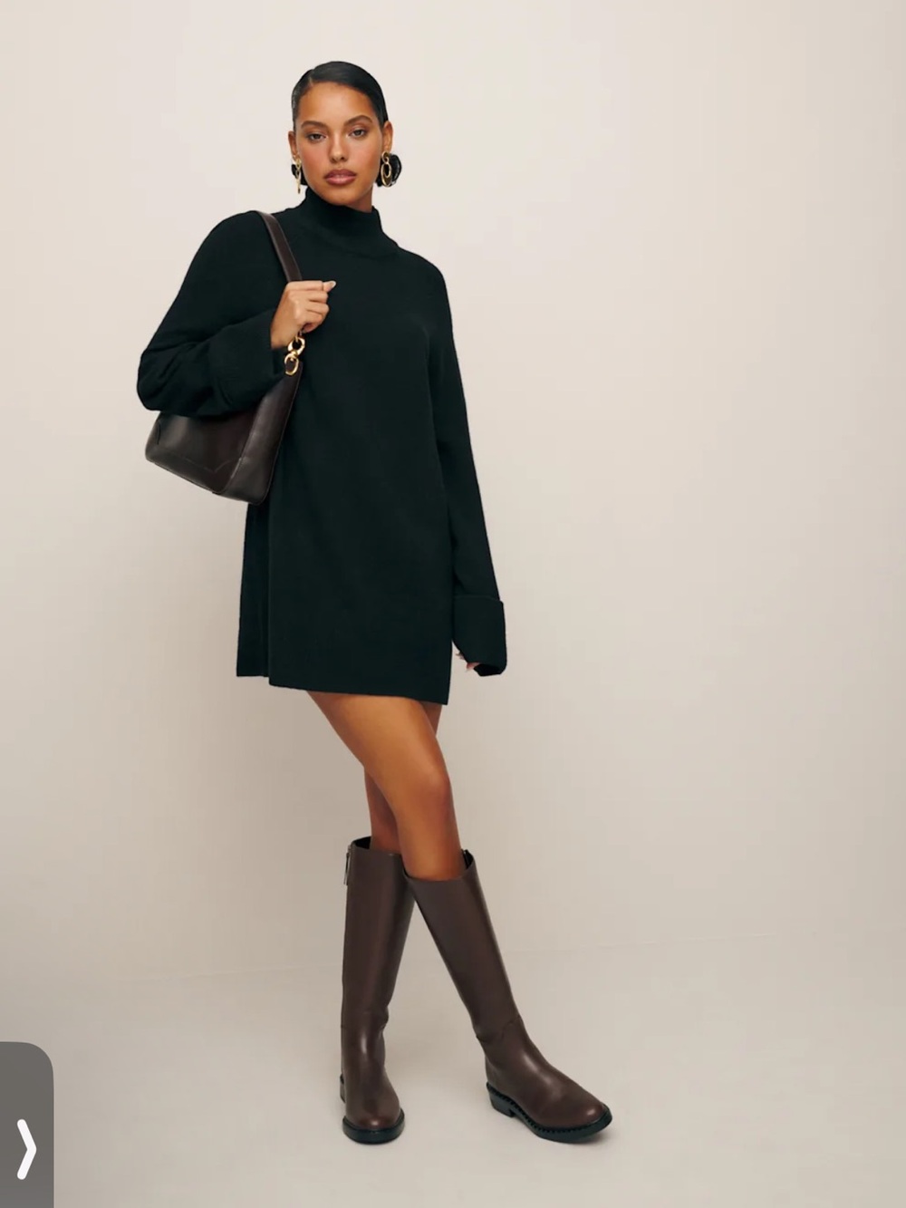 Reformation Tate Regenerative Wool Sweater Dress in Black